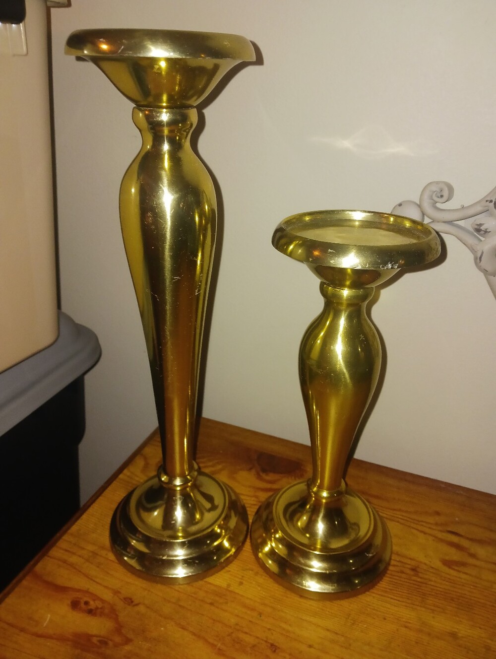 Gold Metal Pedestal Candle Holders - Set of 2